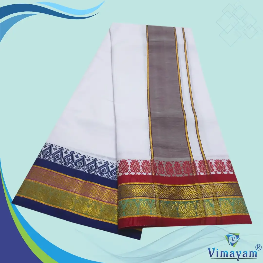 Temple Border White Premium Quality Dhoti 9X5 2