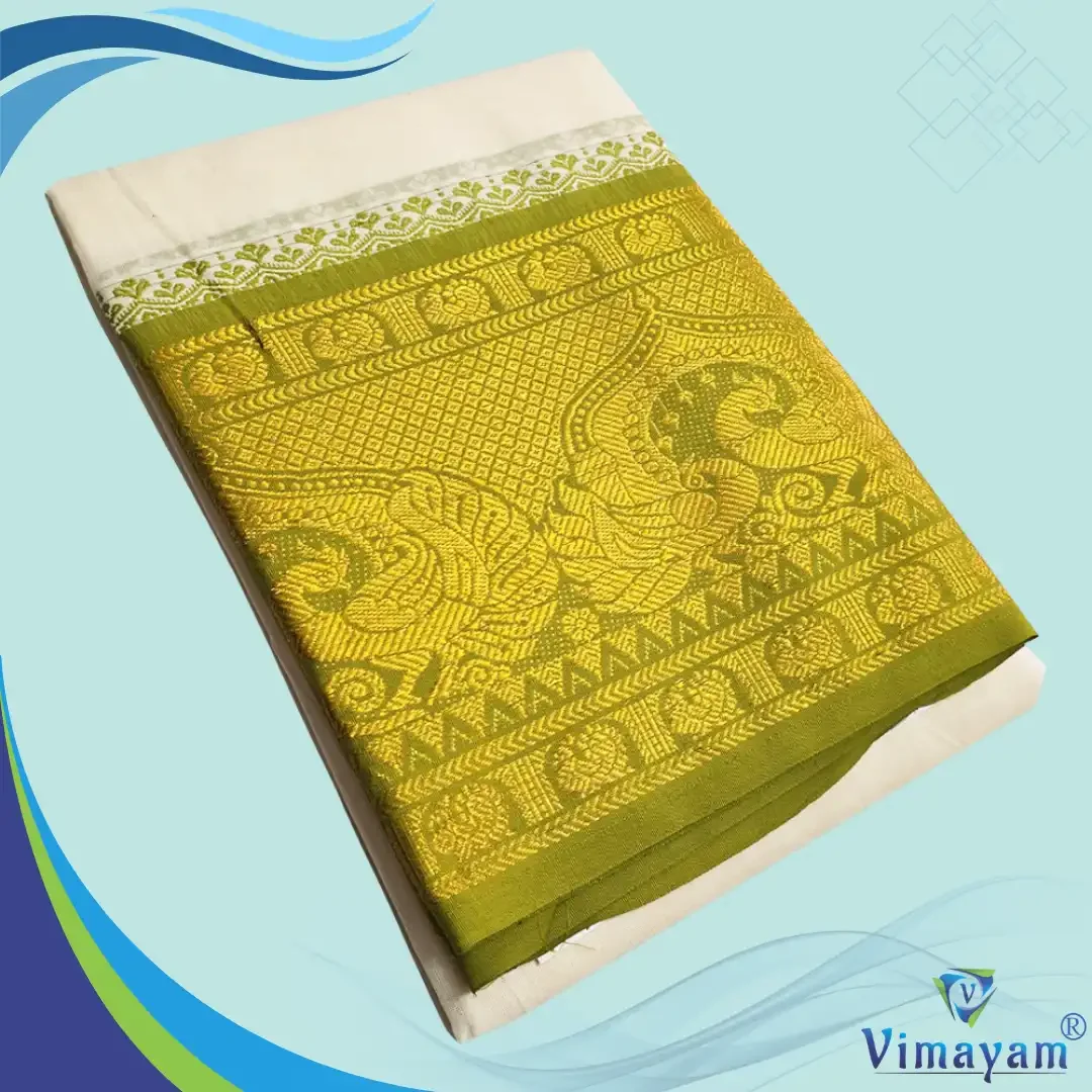 Peacock Designed Jaquad 10″ Border Best Quality Dhoti
