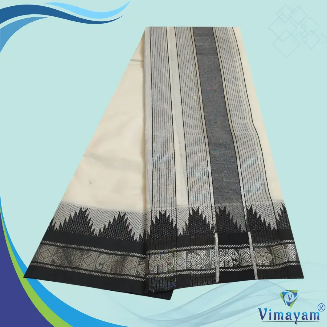 Fancy Zari Designed Special Quality Vaishnava Dhoties(Black Border) 2