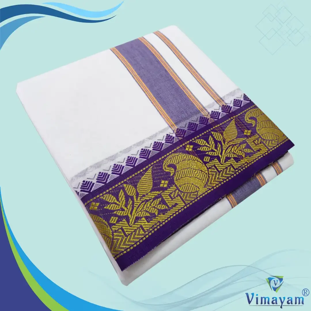 Violet and Green Border Dhoti(Assorted Border Designs)