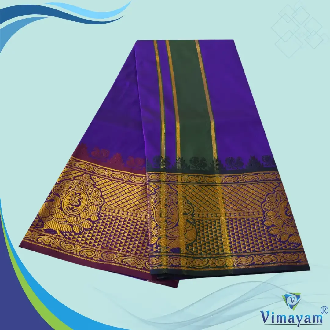 Violet Colour Soft Silk 9 Inch Border(Assorted Border designs) 2