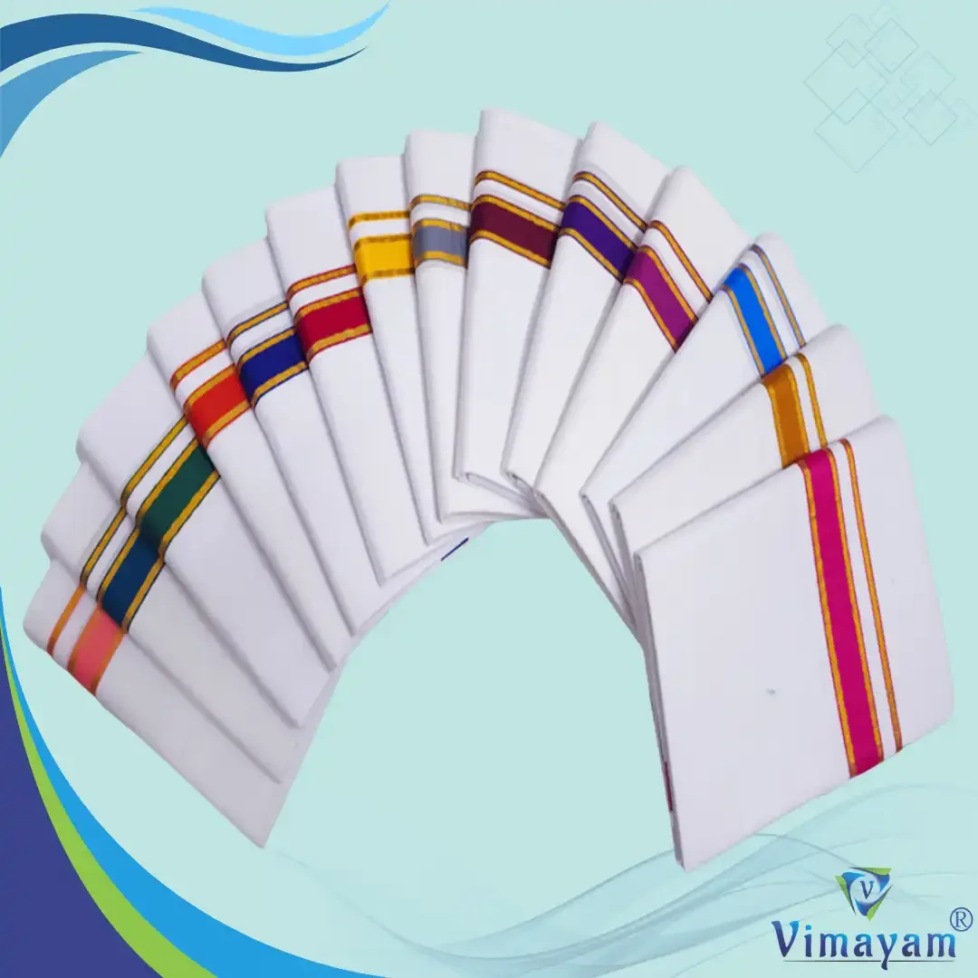 Pure Cotton Gundanji assorted colour border dhoti 2