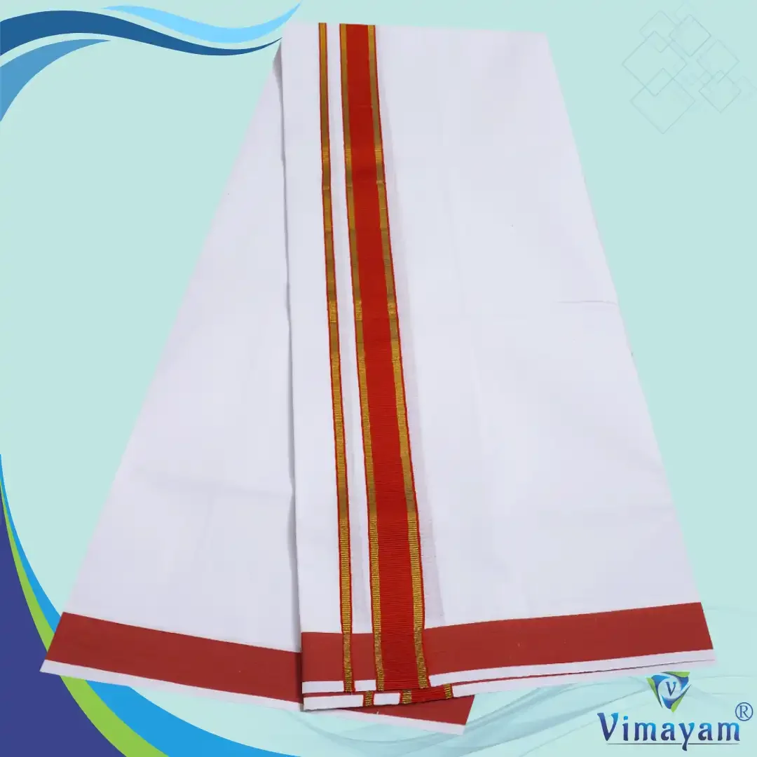 Pure Cotton Gundanji assorted colour border dhoti 14