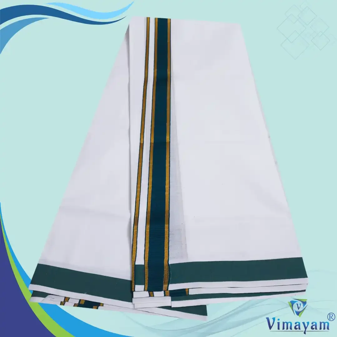 Pure Cotton Gundanji assorted colour border dhoti 15