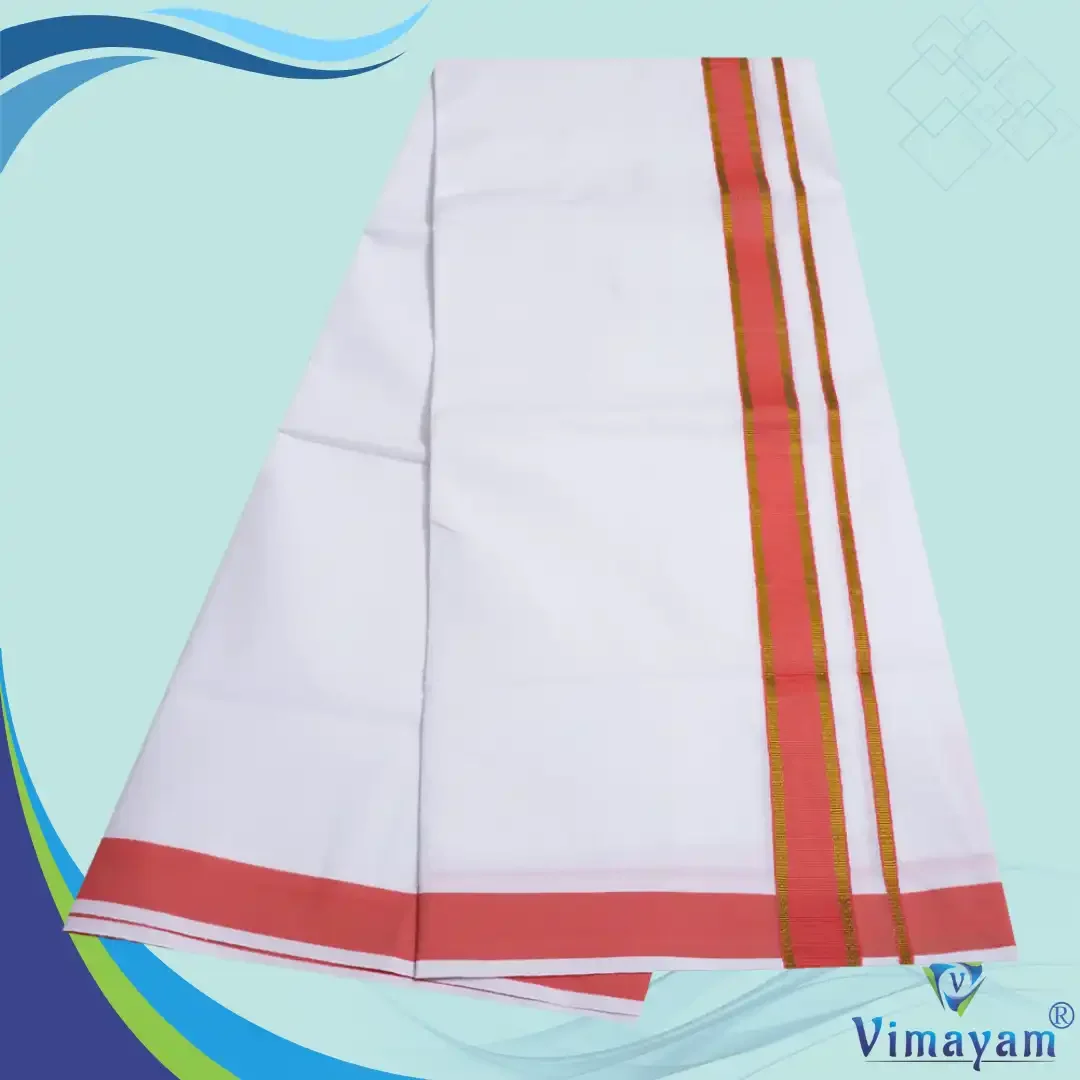 Pure Cotton Gundanji assorted colour border dhoti 16