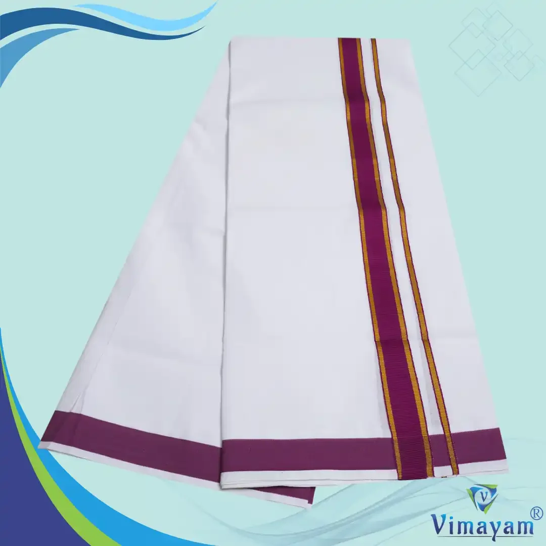 Pure Cotton Gundanji assorted colour border dhoti 3
