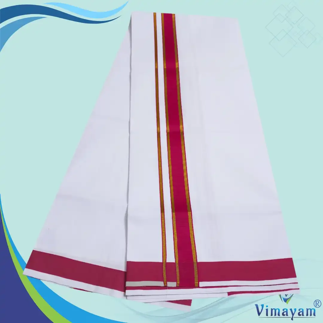 Pure Cotton Gundanji assorted colour border dhoti 7