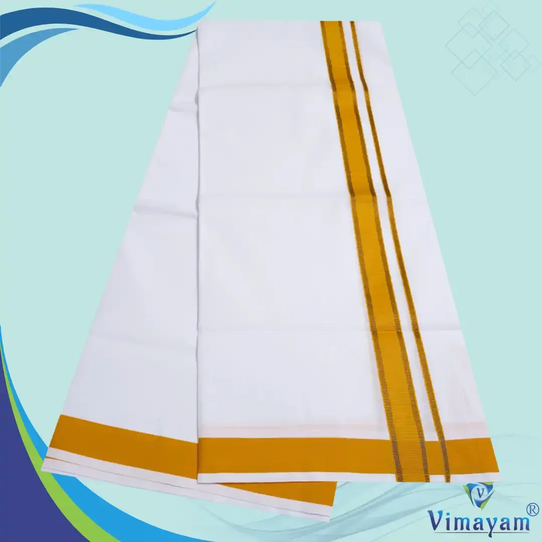 Pure Cotton Gundanji assorted colour border dhoti 8