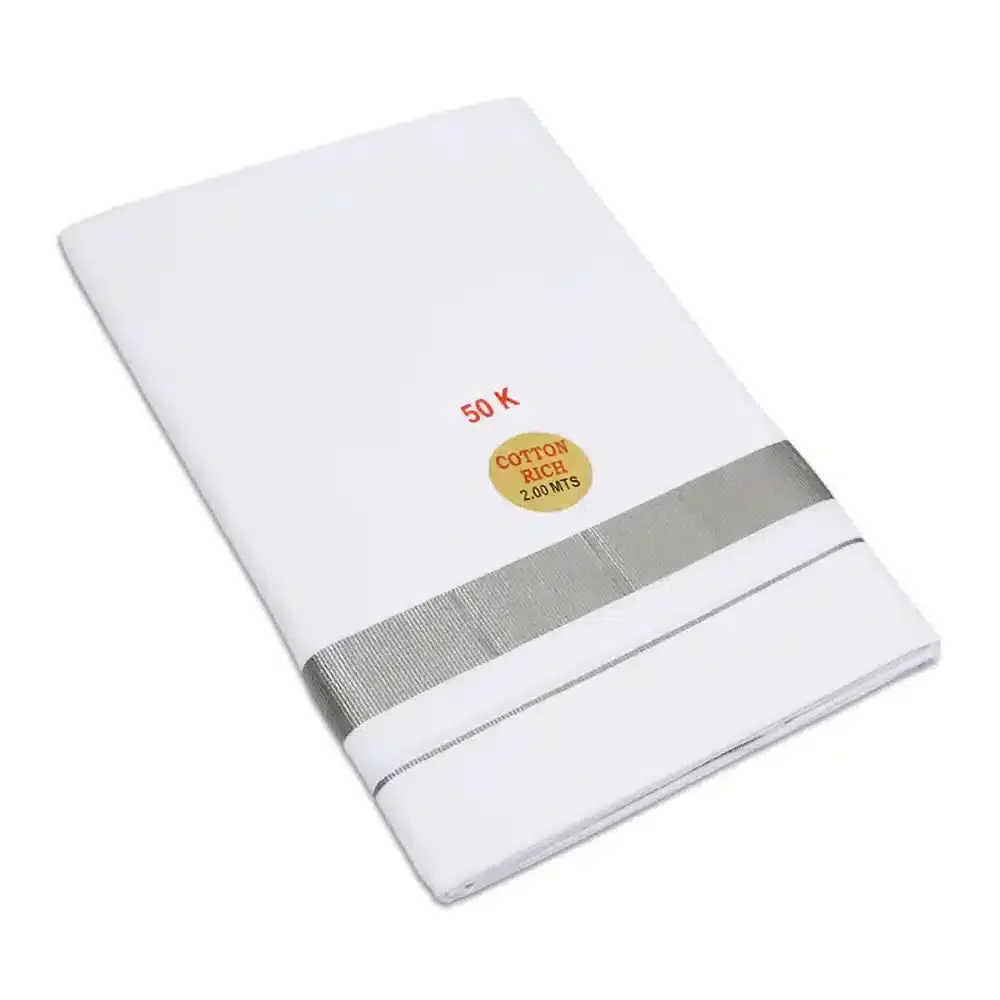 White Color Dhoti with Silver Border Dhoti/Lungi