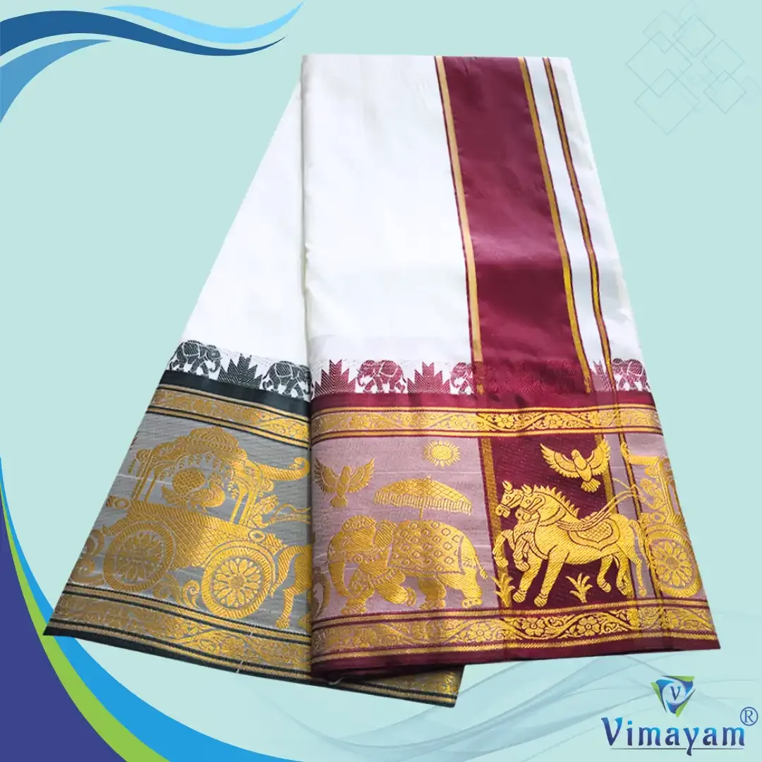 White Colour Soft Silk 9 Inch Border(Assorted Border designs) 2