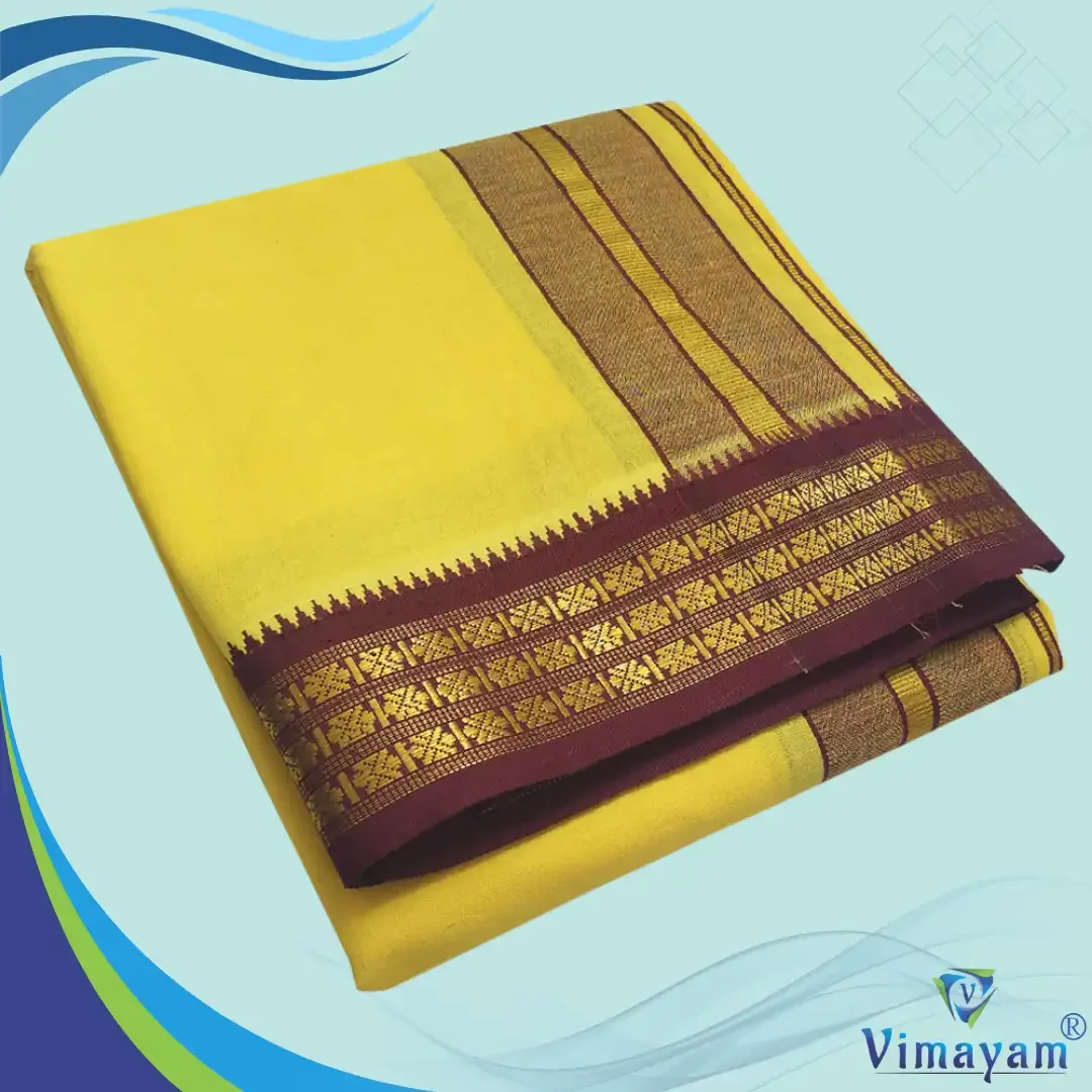Yellow Color Dhoti with Udraj/Coin Border Dhoti