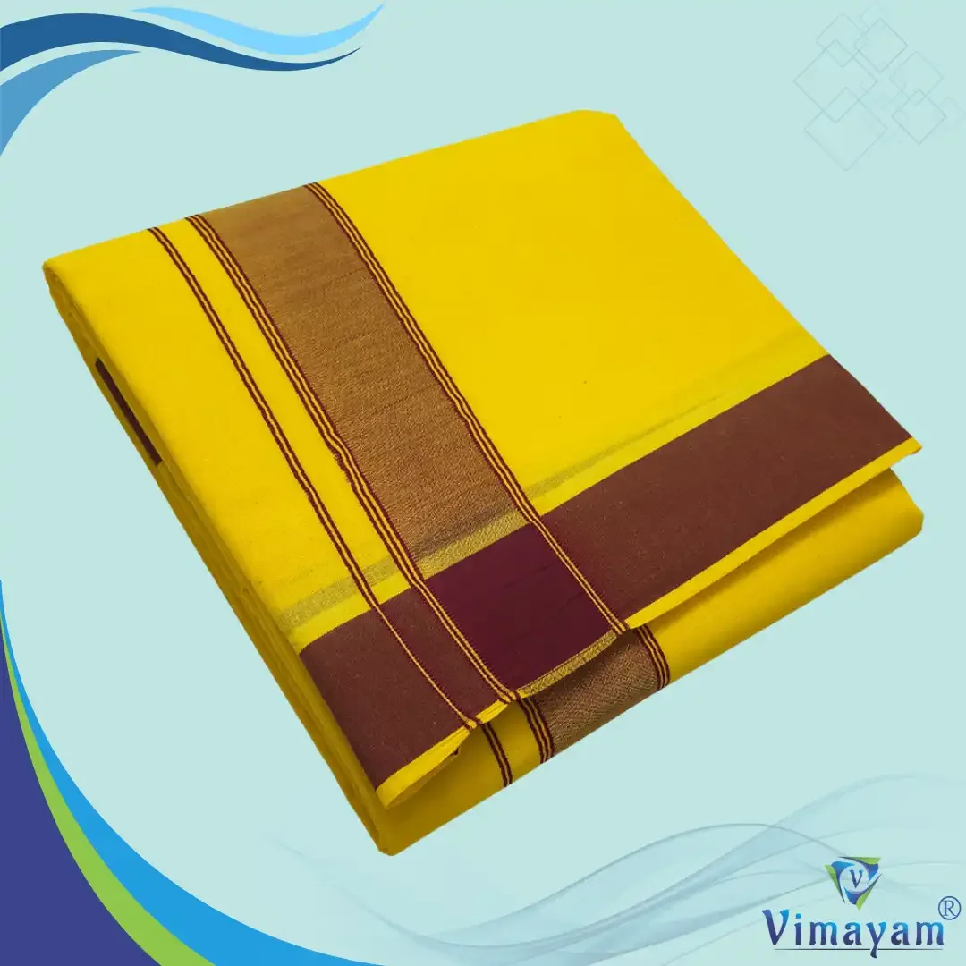 Yellow Colour Dhoti 2 Inch Gundanji Fine Quality