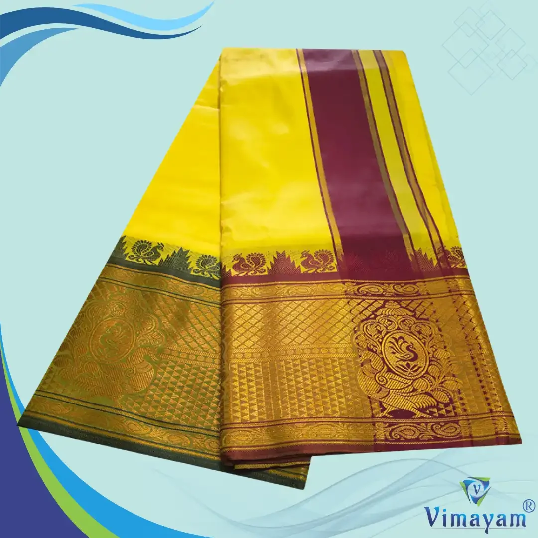 Yellow Colour Soft Silk 9 Inch Border(Assorted Border designs) 2