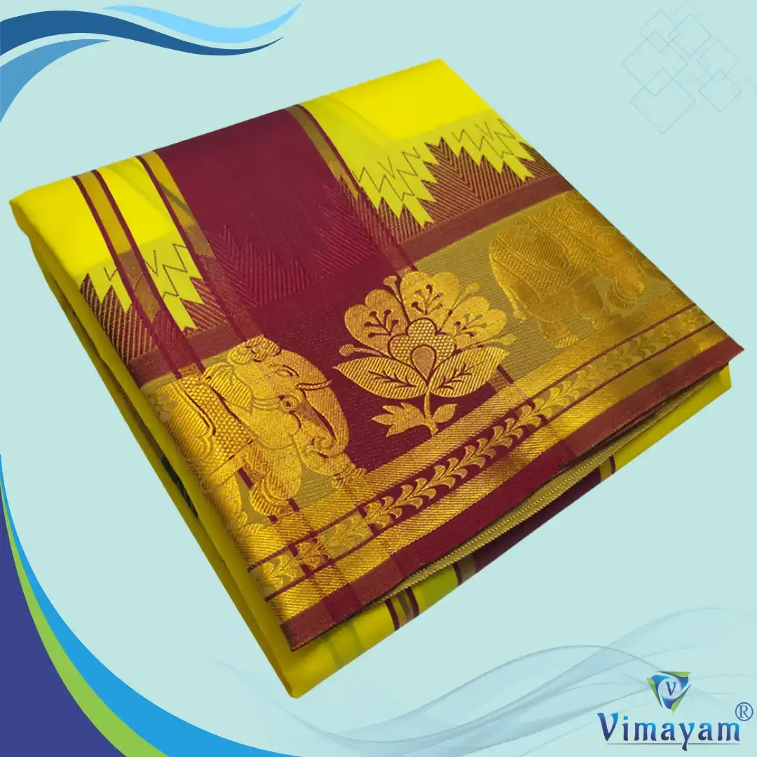 Yellow Soft Silk Premium Quality Dhoti Towel 9X5