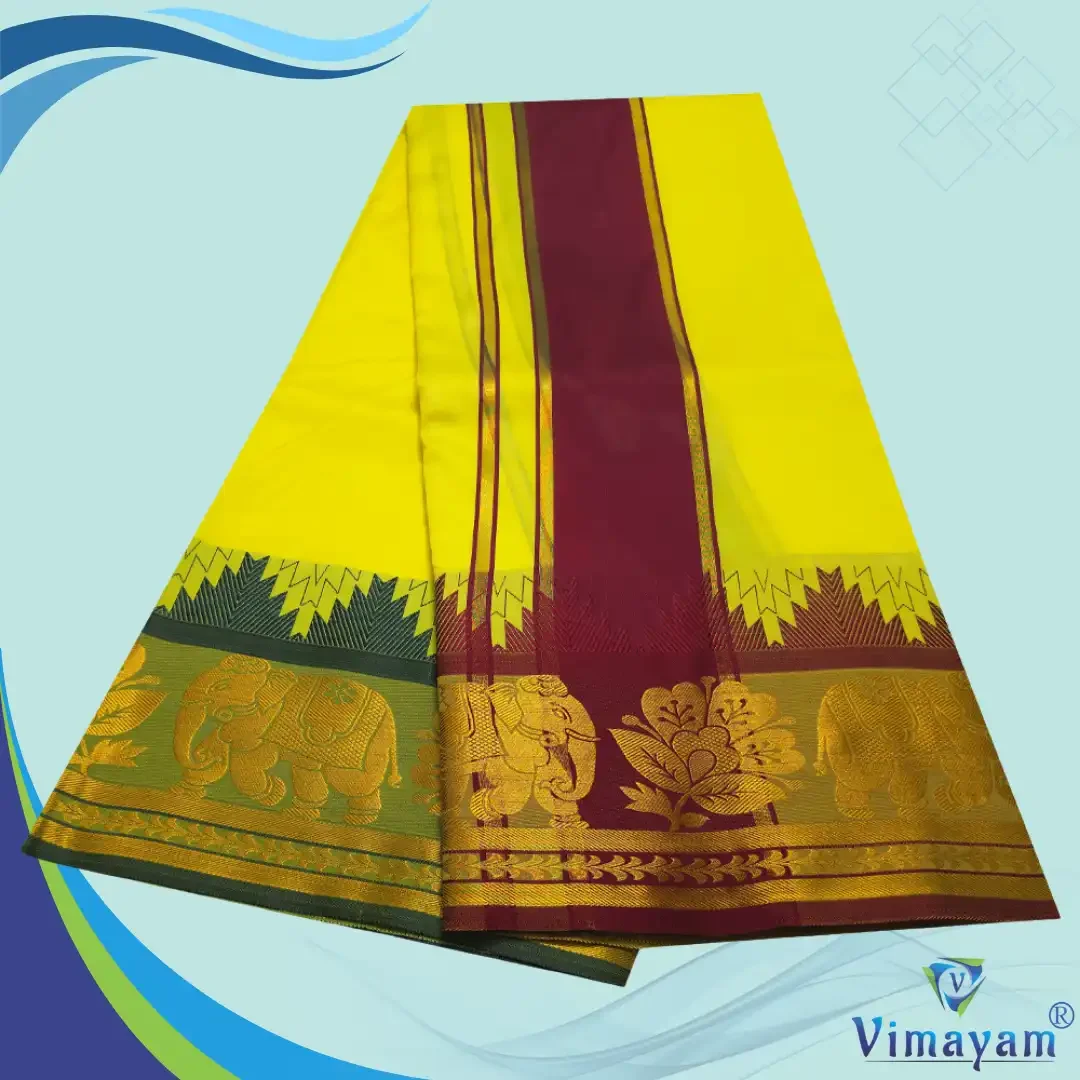 Yellow Soft Silk Premium Quality Dhoti Towel 9X5 2