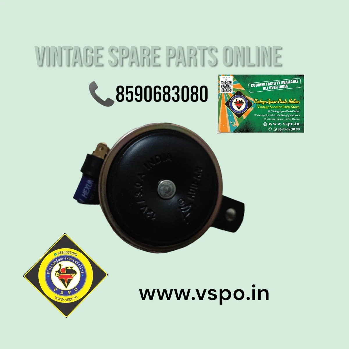 12V AC DC HORN WITH CONDENSER FOR VINTAGE VEHICLE
