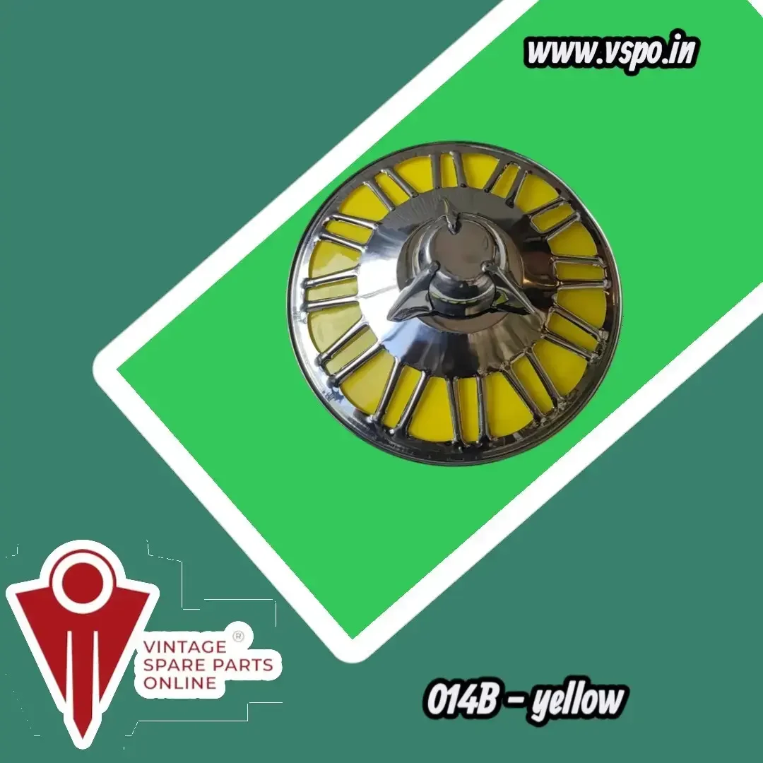 8 inch steel wheel cap fan type with yellow plate (014B)for super, cub, priya, bajaj150, vespa 150