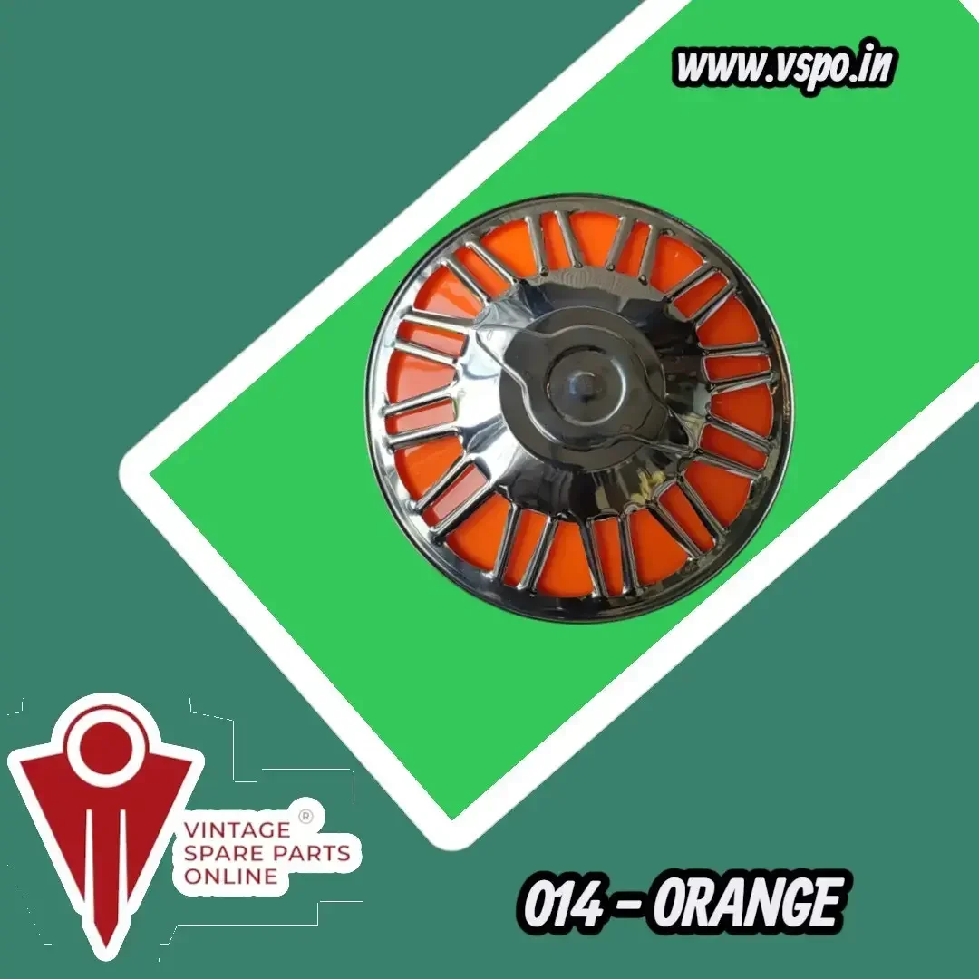 8 inch steel wheel cap plain type with orange plate (014)for super, cub, priya, bajaj150, vespa 150
