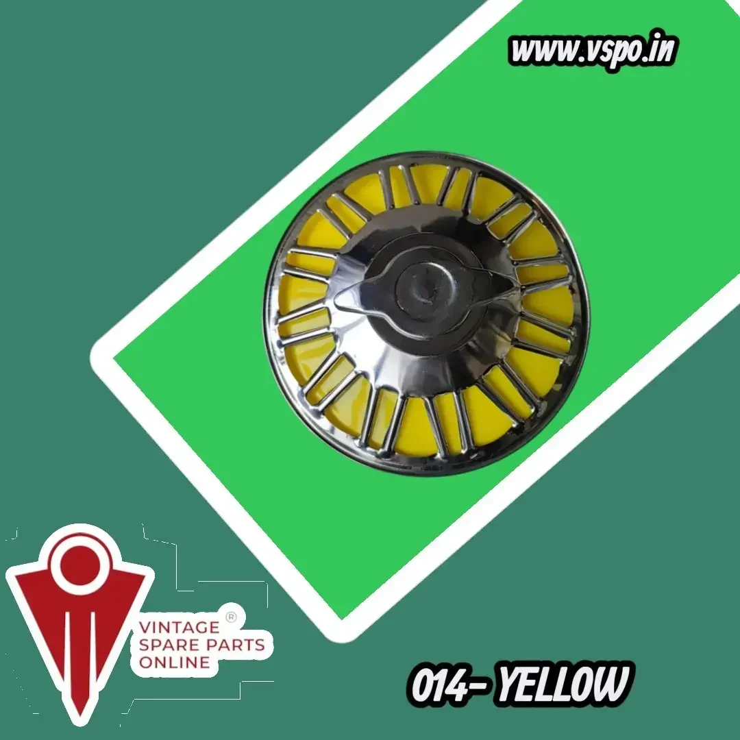 8 inch steel wheel cap plain type with yellow plate (014)for super, cub, priya, bajaj150, vespa 150
