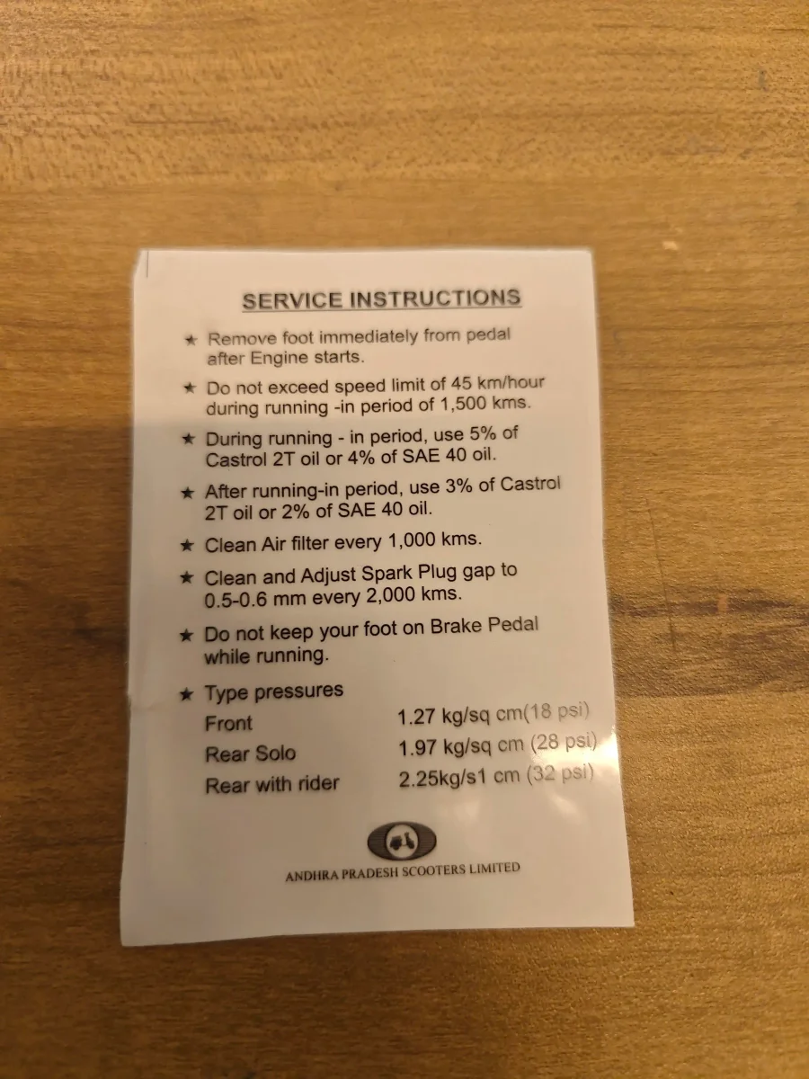 APS INSTRUCTION STICKER FOR ALLWYN PUSHPAK 2