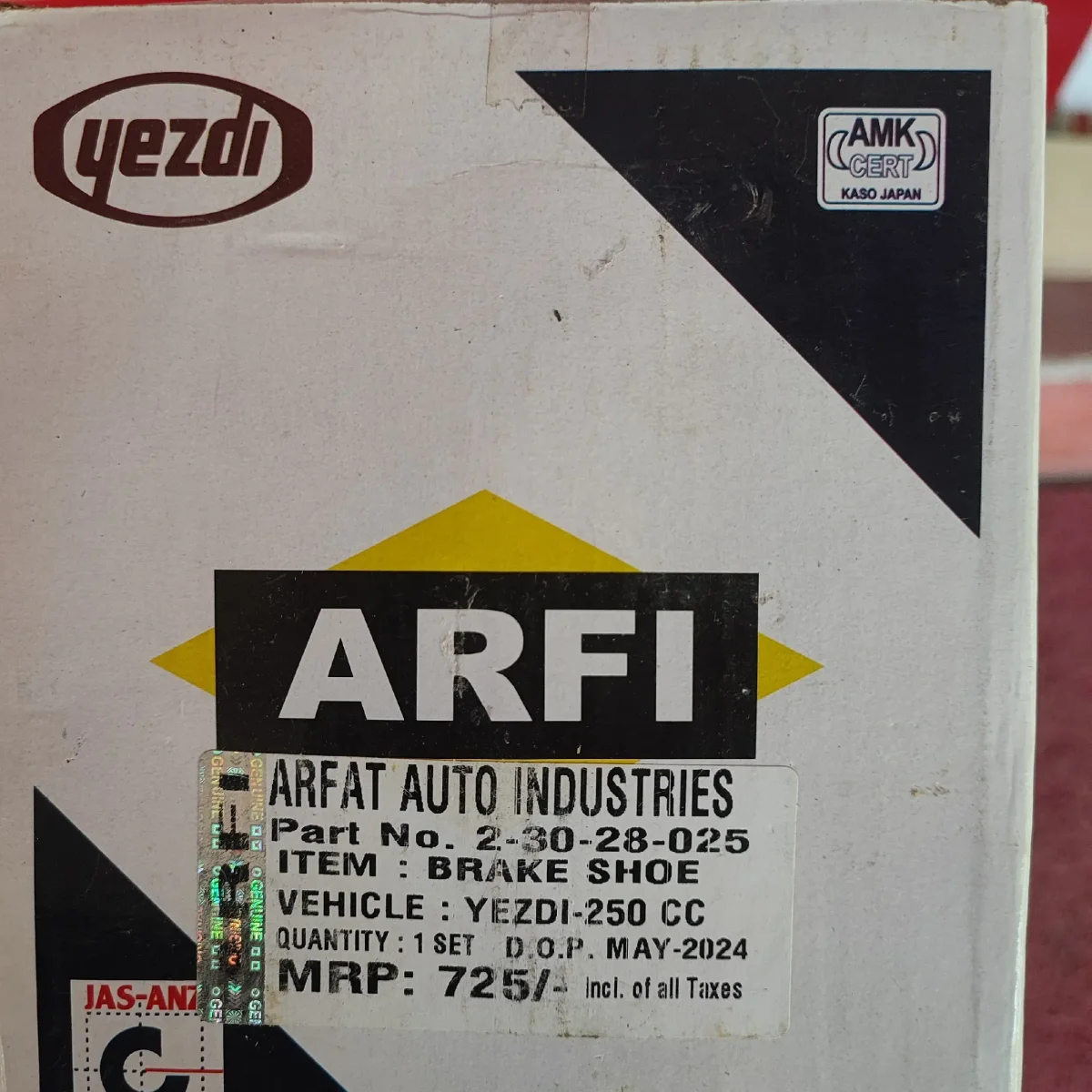 ARFI BRAND REAR BRAKE SHOE FOR YEZDI
