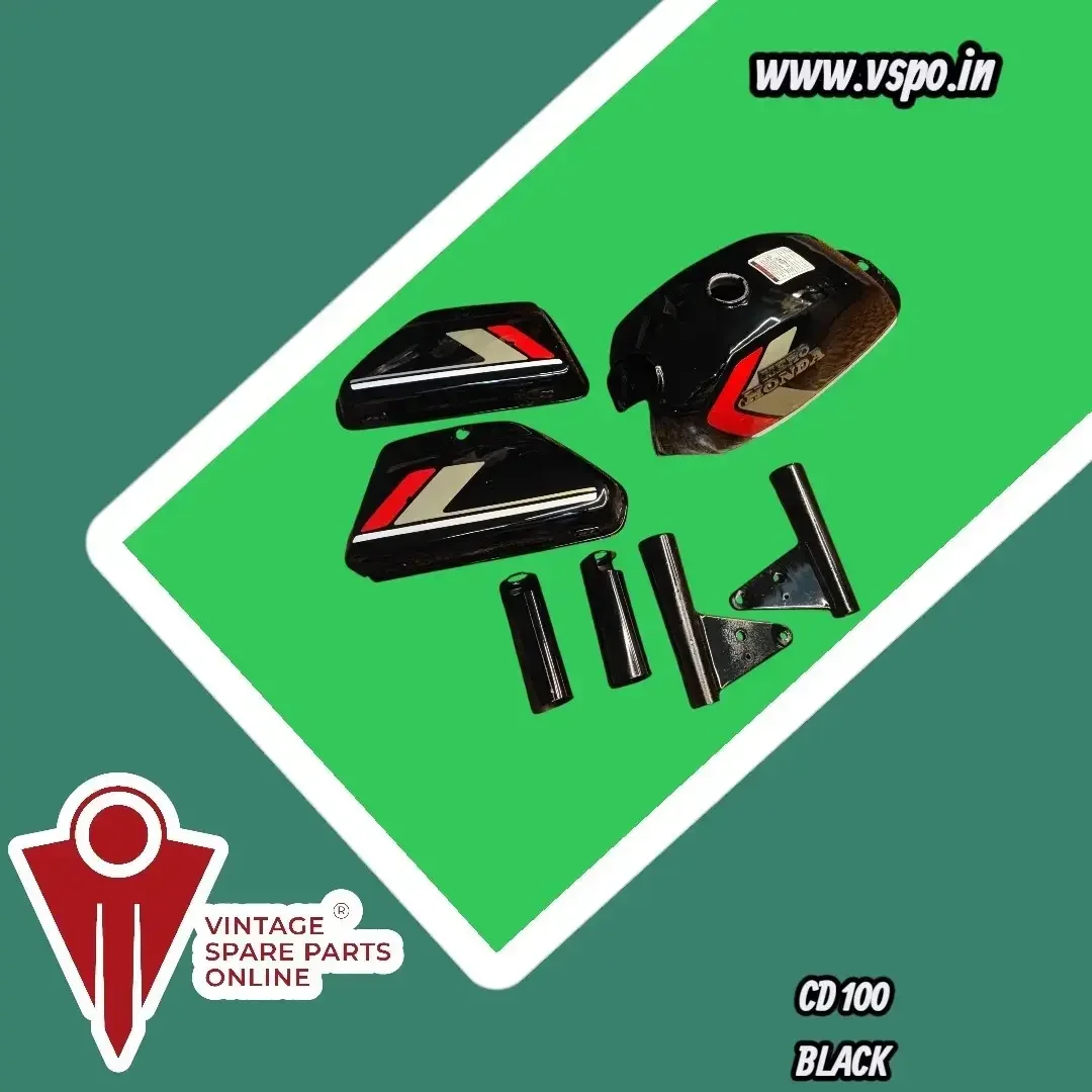 Black Petrol tank and side panel set for hero honda CD 100