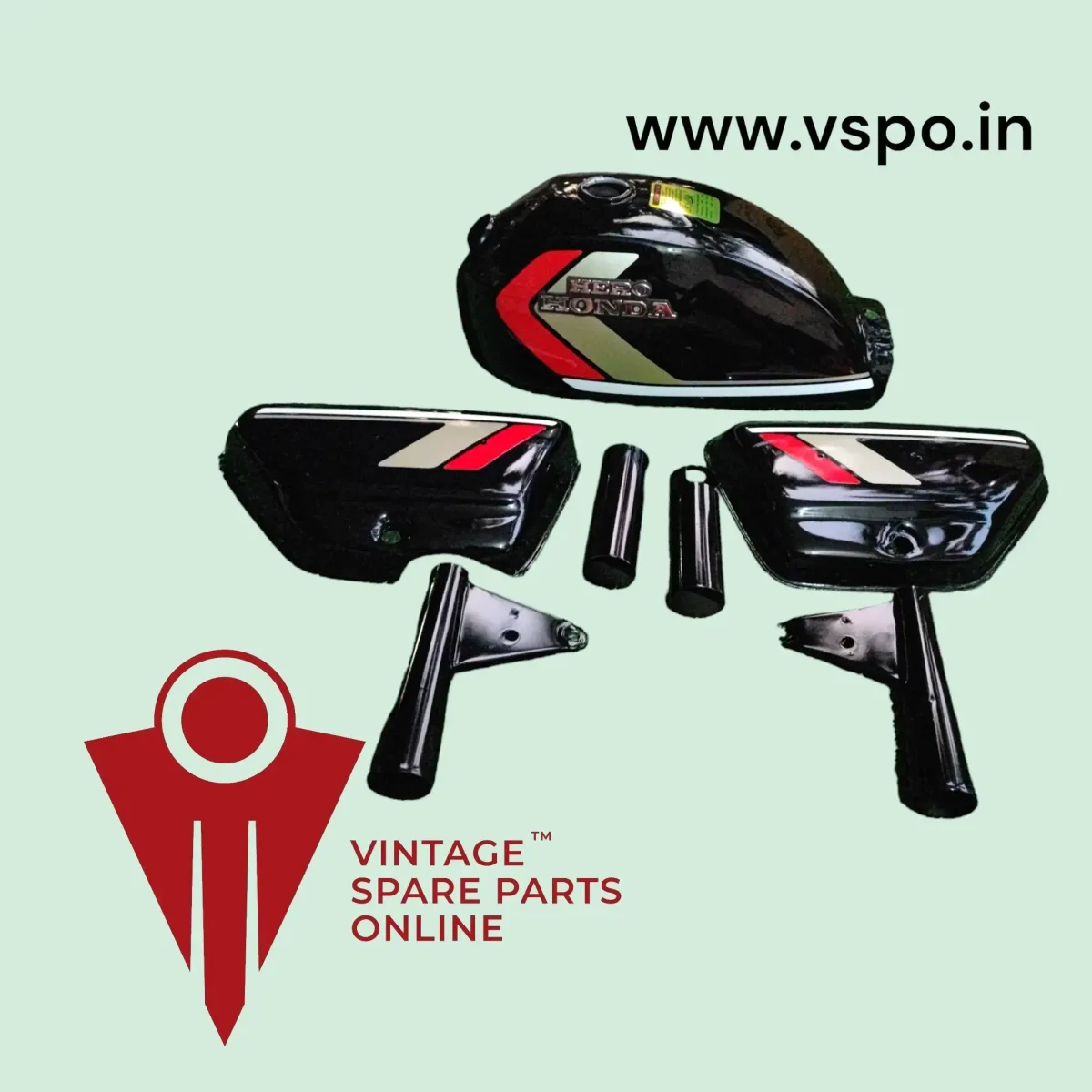BLACK PETROL TANK AND SIDE PANEL SET FOR HERO HONDA CD100