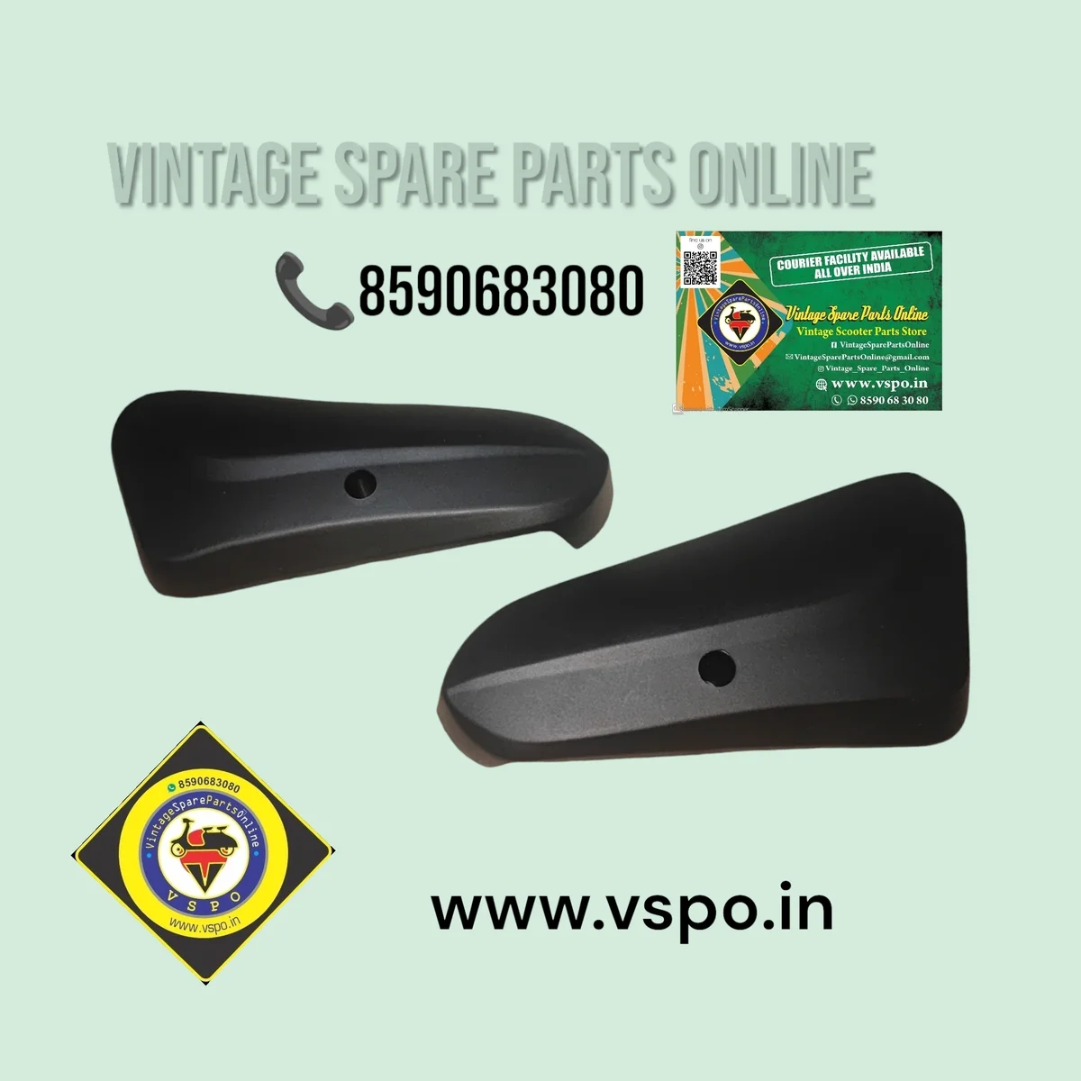 BLACK PLASTIC HUB COVER SET OF 2 FOR KINETIC HONDA