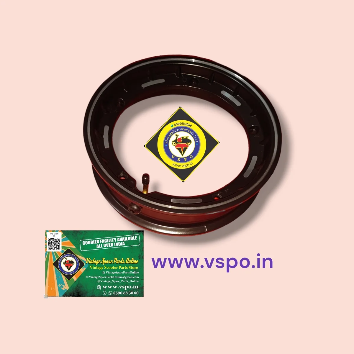 BLACK TUBELESS ALLOY WHEEL RIM FOR BAJAJ CHETAK LML VESPA