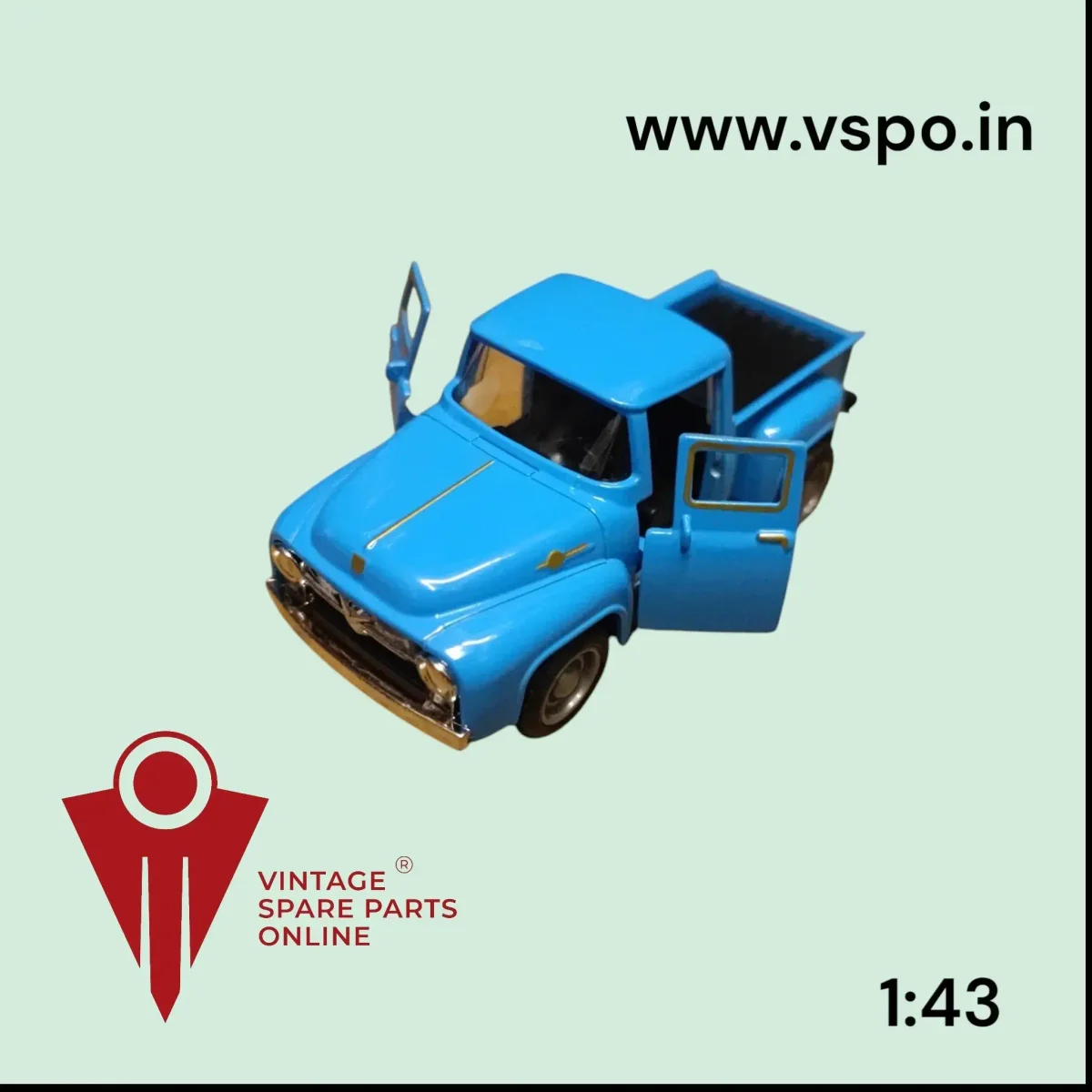 Blue 1:46 Vintage Truck Metal Diecast Model