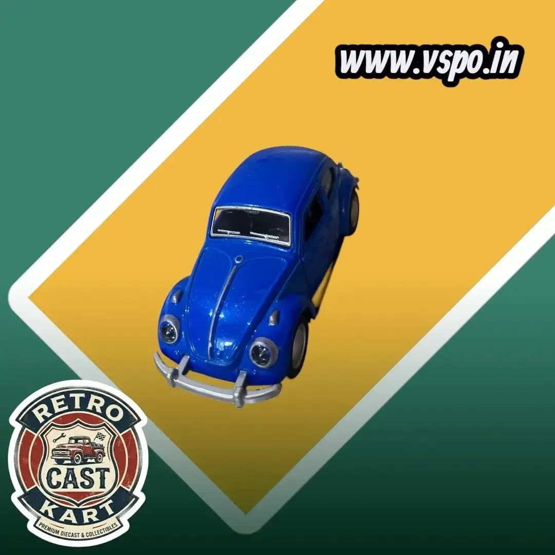 Blue Vintage Volkswagen Beetle 5 inch Scale Die Cast Metal Model Toy Car 2
