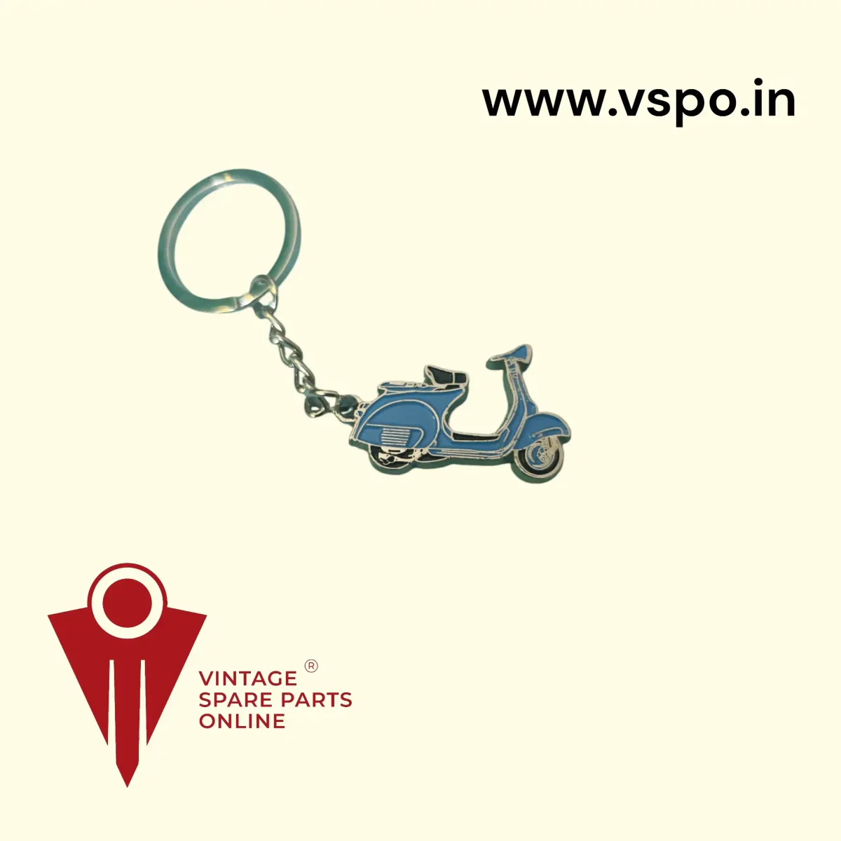 Chetak scooter shaped blue colour metal keychain