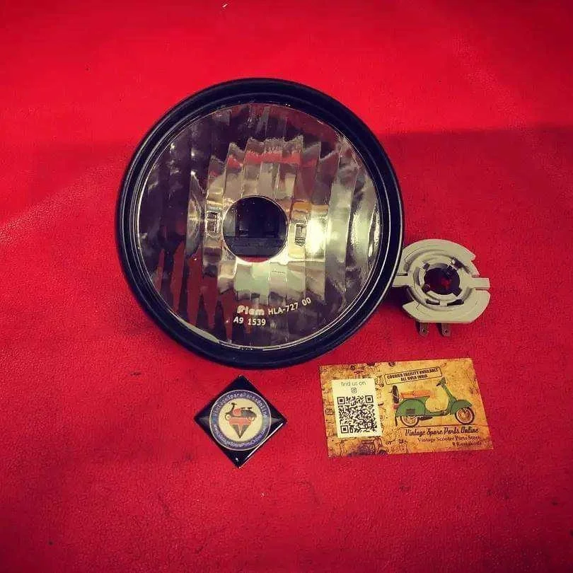 CLEAR LENSE BLACK RING HEAD LIGHT SET FOR CHETAK
