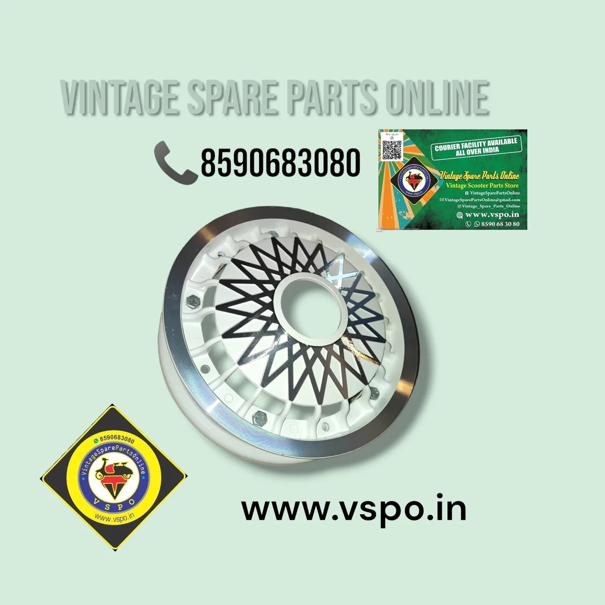 FLOWER DESIGN 10 INCH WHITE ALLOY WHEEL FOR BAJAJ CHETAK LML SCOOTERS