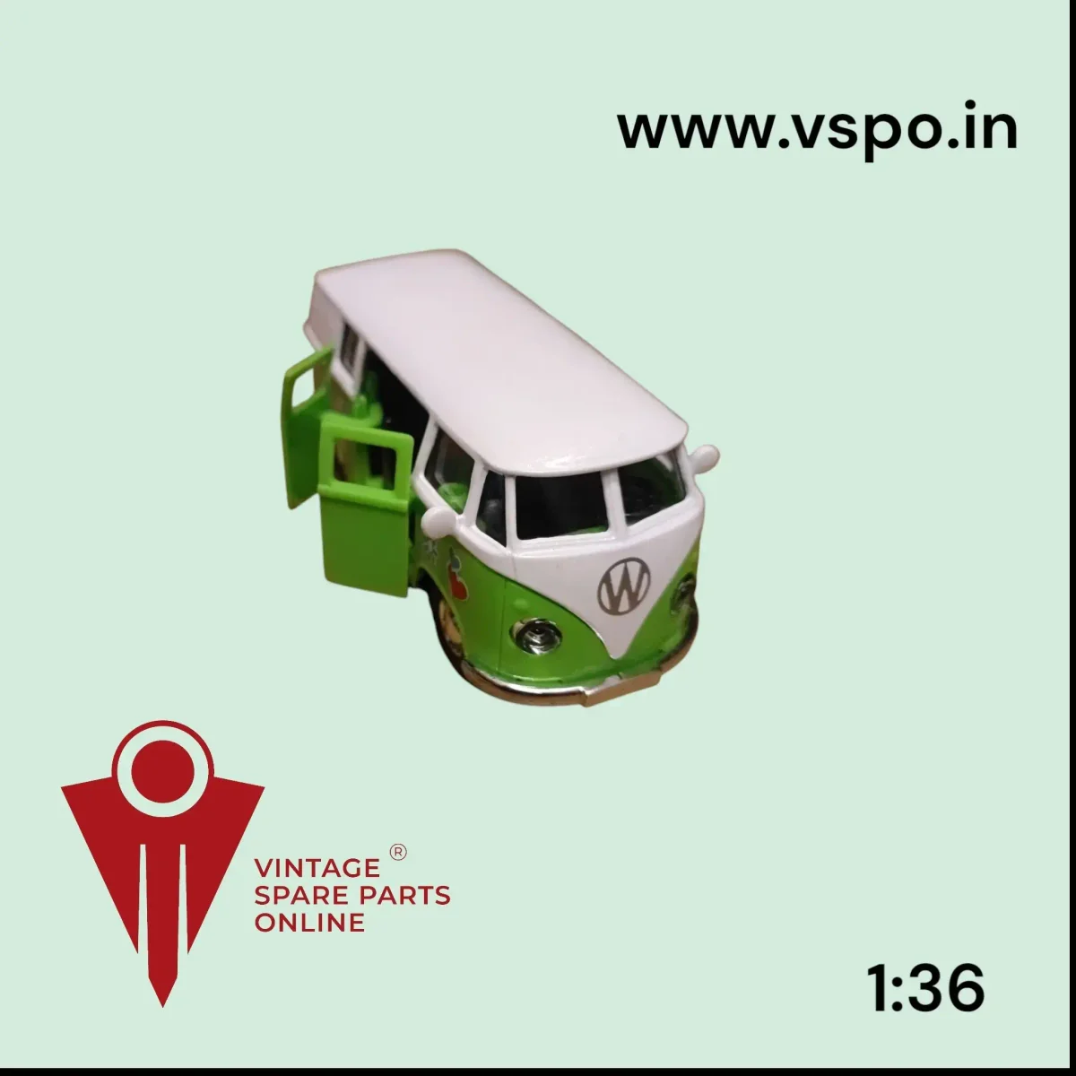 Green White Colour Volkswagen 1:36 metal Toy Van