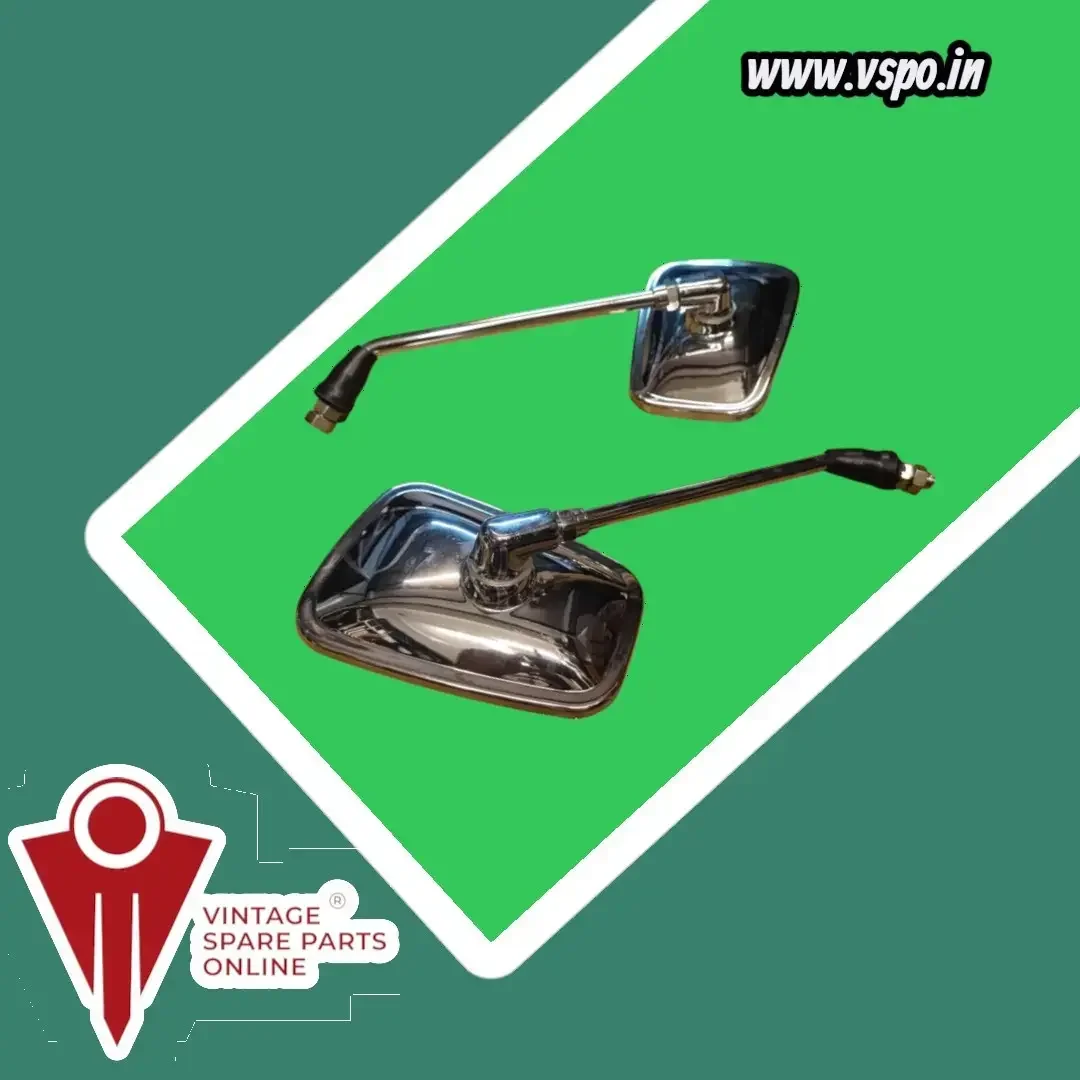 Long rod chrome squre mirror set of 2 piece for scooters 3