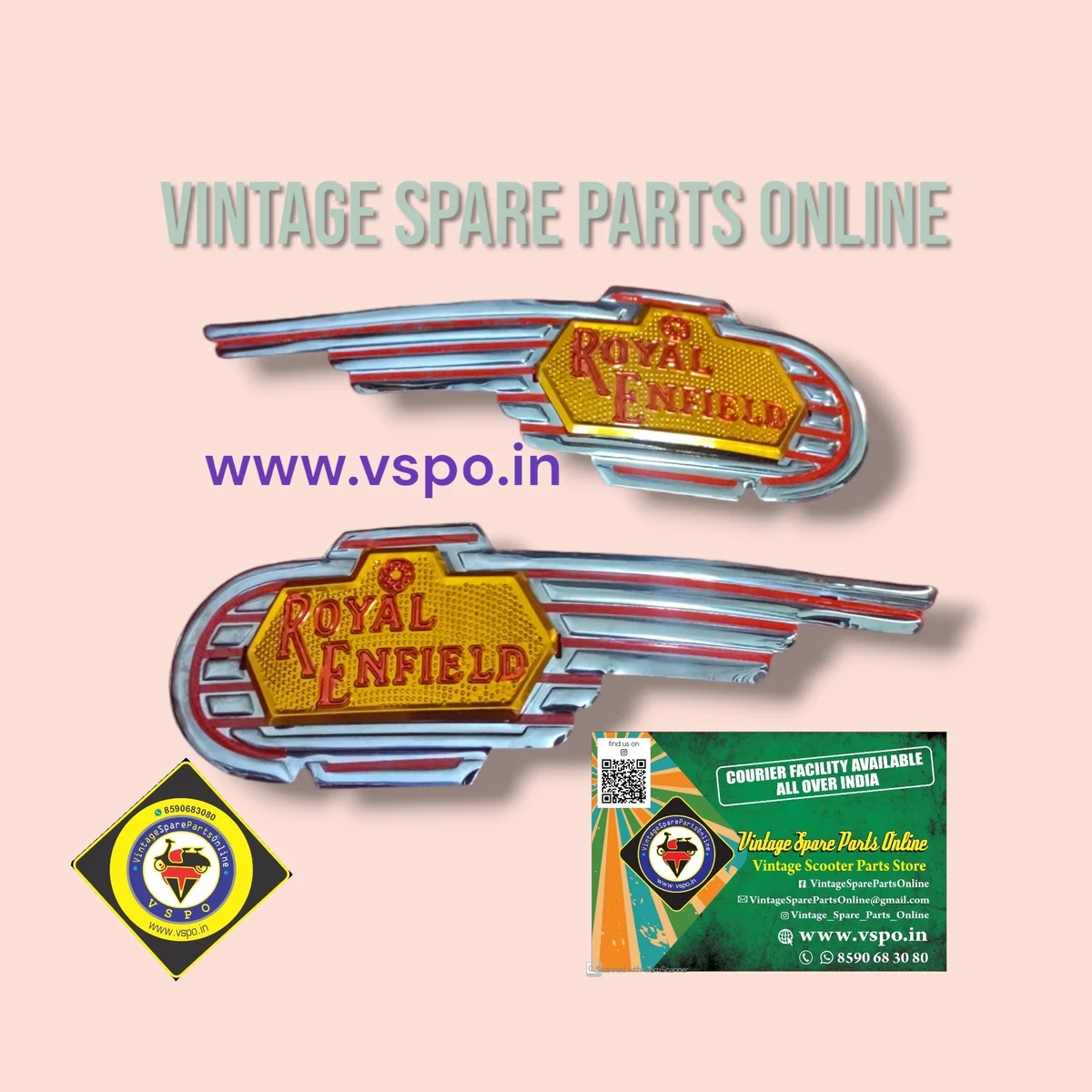 OLD MODEL ROYAL ENFIELD FUEL TANK MONOGRAM SET OF 2 PIECE