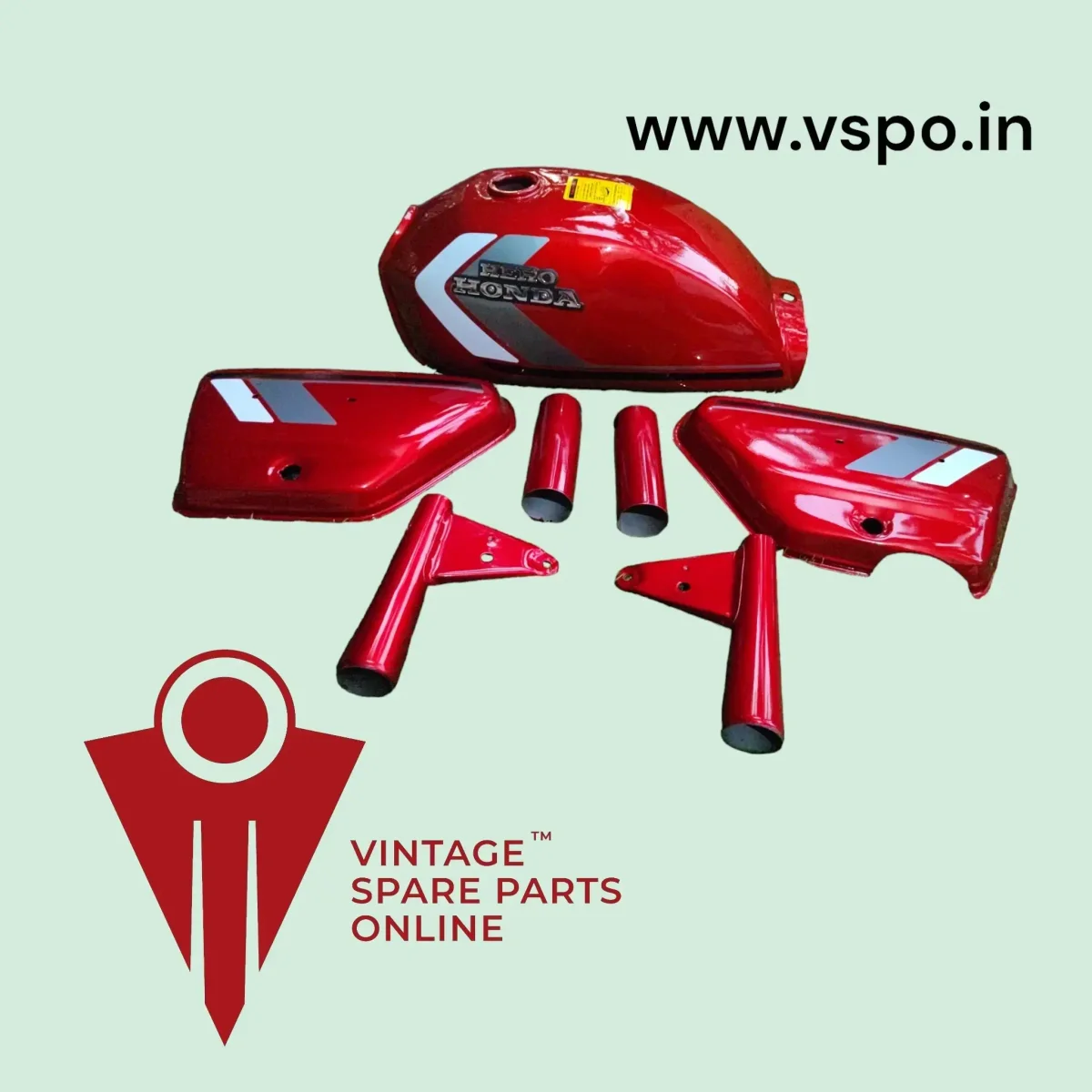 RED PETROL TANK, SIDE PANEL SET FOR HERO HONDA CD100