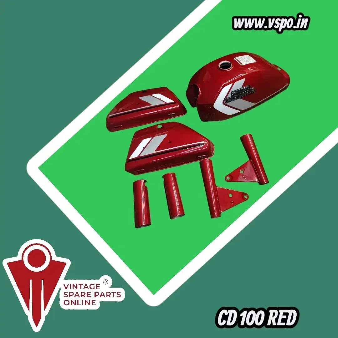 RED PETROL TANK, SIDE PANEL SET FOR HERO HONDA CD100 2