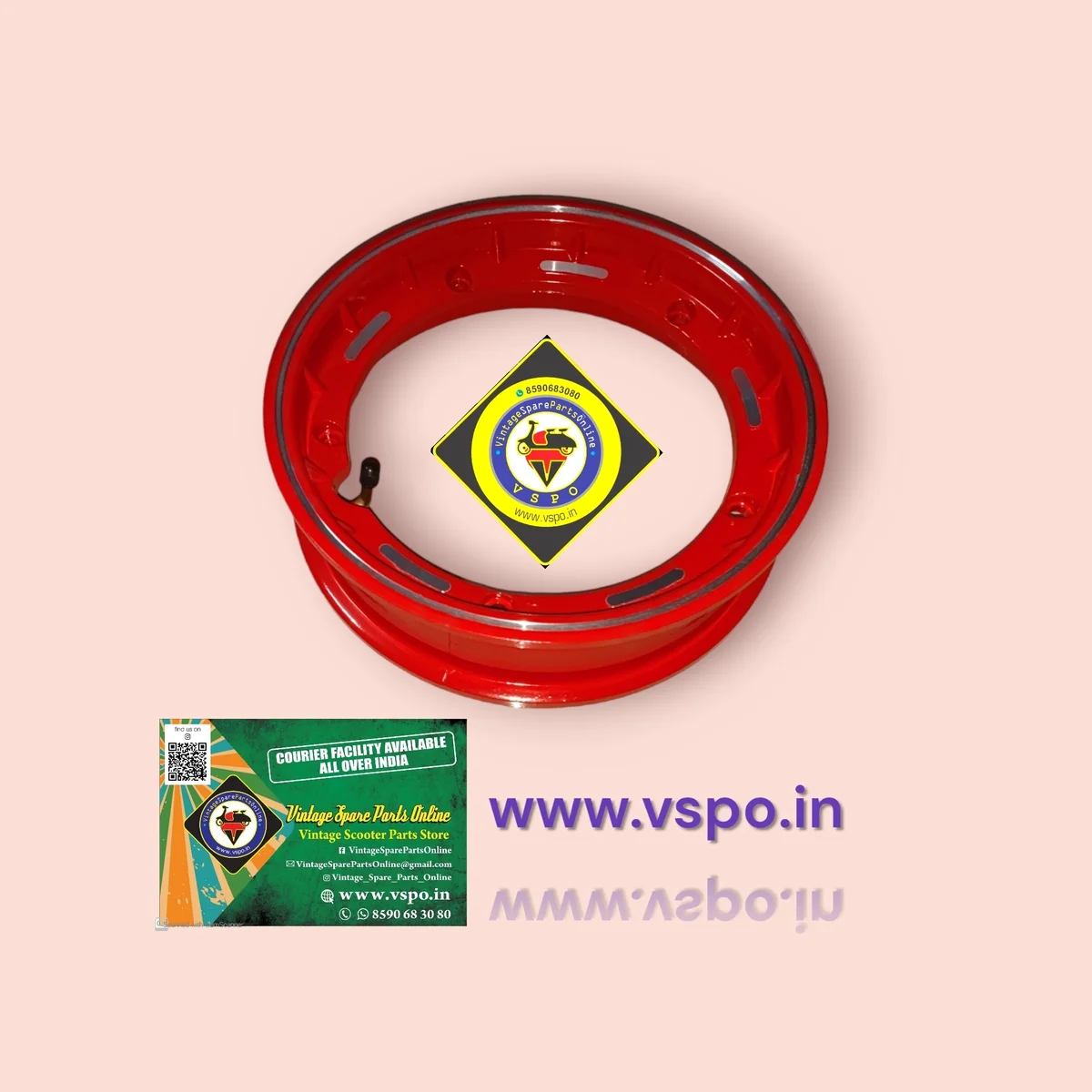 RED TUBELESS ALLOY WHEEL RIM FOR BAJAJ CHETAK LML VESPA