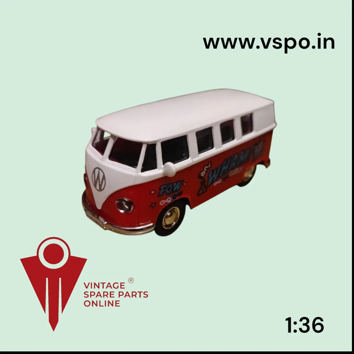 Red White Colour Volkswagen 1:36 metal Toy Van