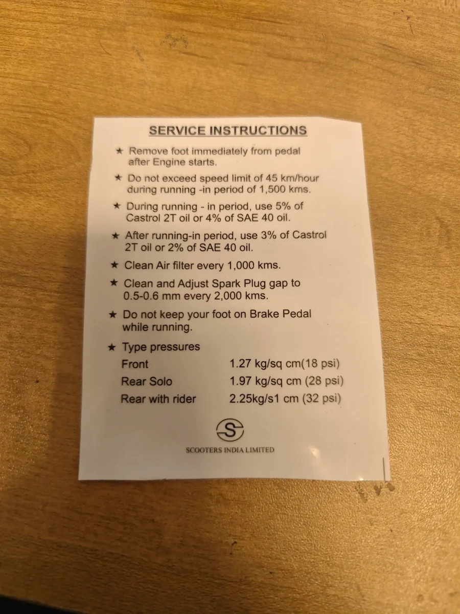 S INSTRUCTION STICKER FOR VIJAI SUPER 2