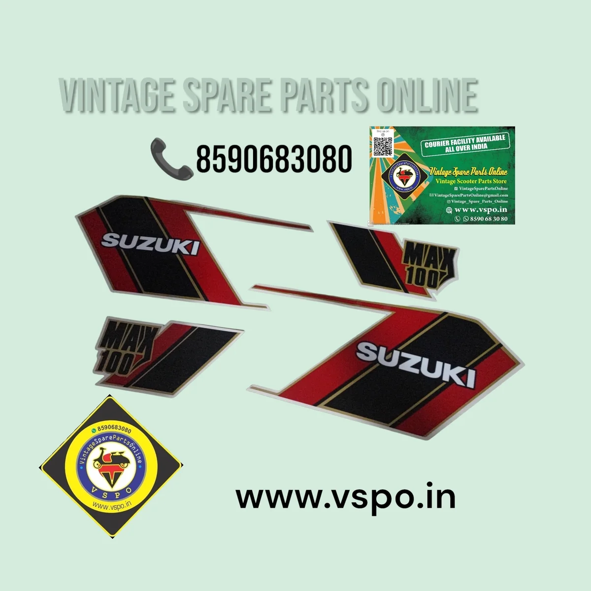 STICKER SET FOR TVS SUZUKI MAX100 BLACK BIKE