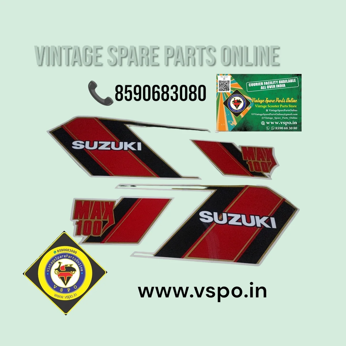STICKER SET FOR TVS SUZUKI MAX100 RED BIKE