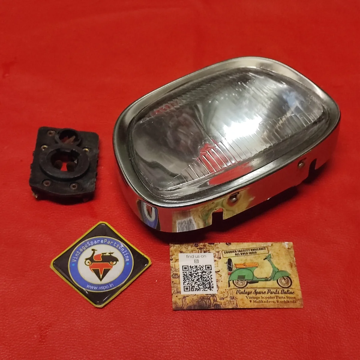Trapizoid (squre) Head Light assembly With Holder For Bajaj Super, Chetak 3