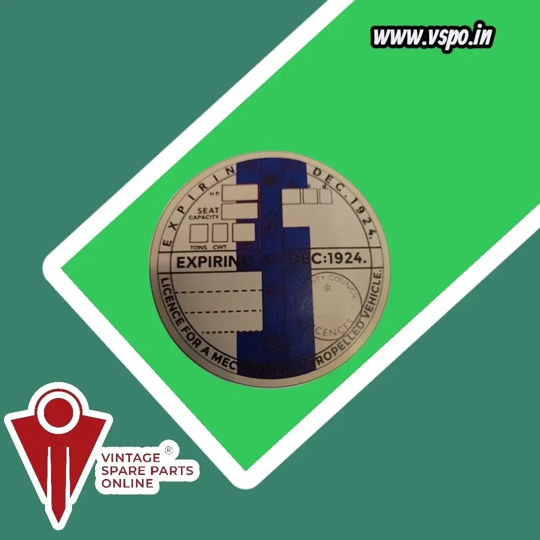 White blue mix Tax token disc badge for vintage vehicles