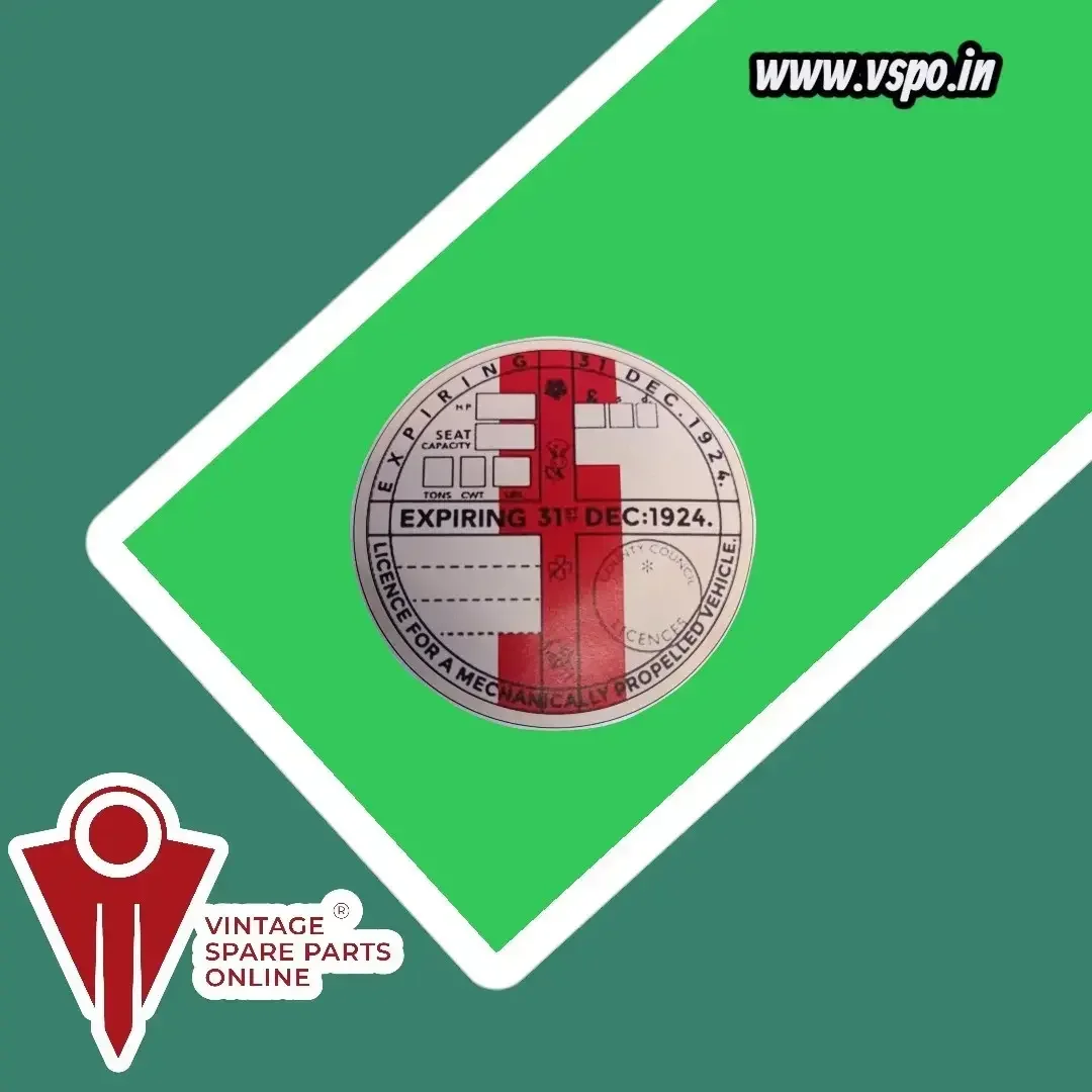 White red mix Tax token disc badge for vintage vehicles