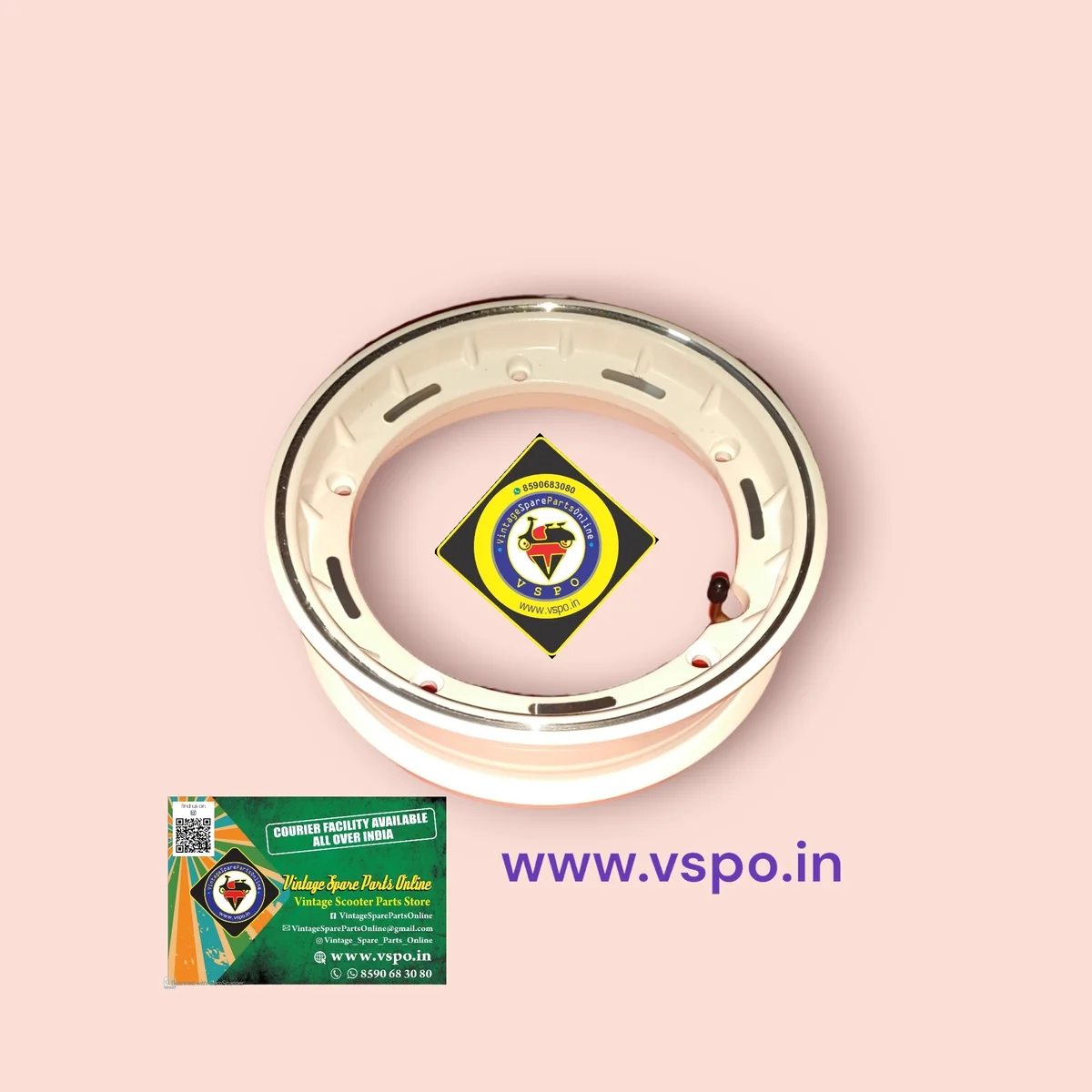 WHITE TUBELESS ALLOY WHEEL RIM FOR BAJAJ CHETAK LML VESPA 2