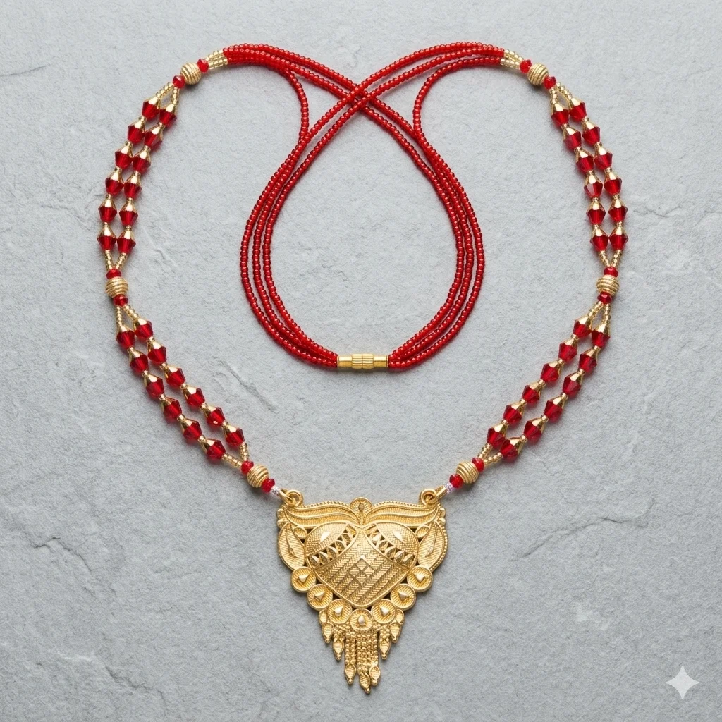 MANGALSUTRA WITH Premium Faceted Red Crystal Spacer Beads