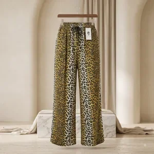 Brown Leopard Print Wide Leg Pants For Women 5